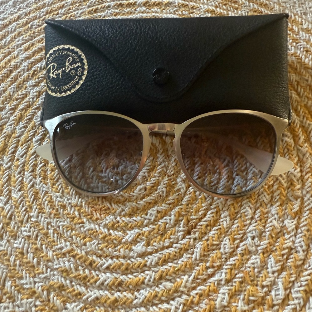 Ray-Ban Gold Frame Sunglasses with Black Case